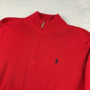 Polo Ralph Lauren Sweater Mens XL Red 1/4 Zip Pullover Preppy Casual